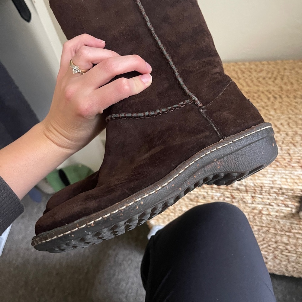 UGG AUSTRALIA 219495 dark brown suede sheepskin mid calf winter boots size 7 - Picture 11 of 14